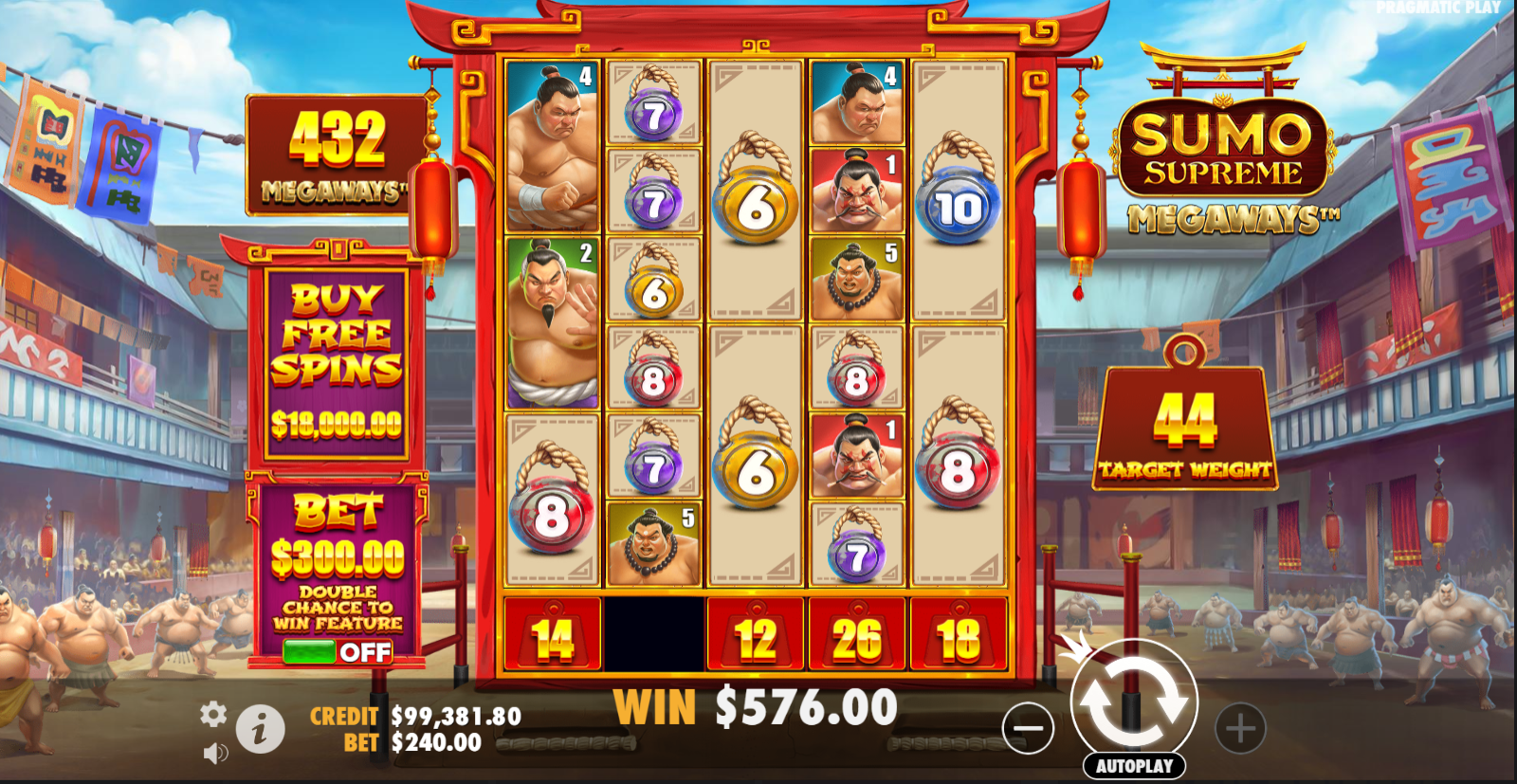 Sumo Supreme Megaways Gameplay